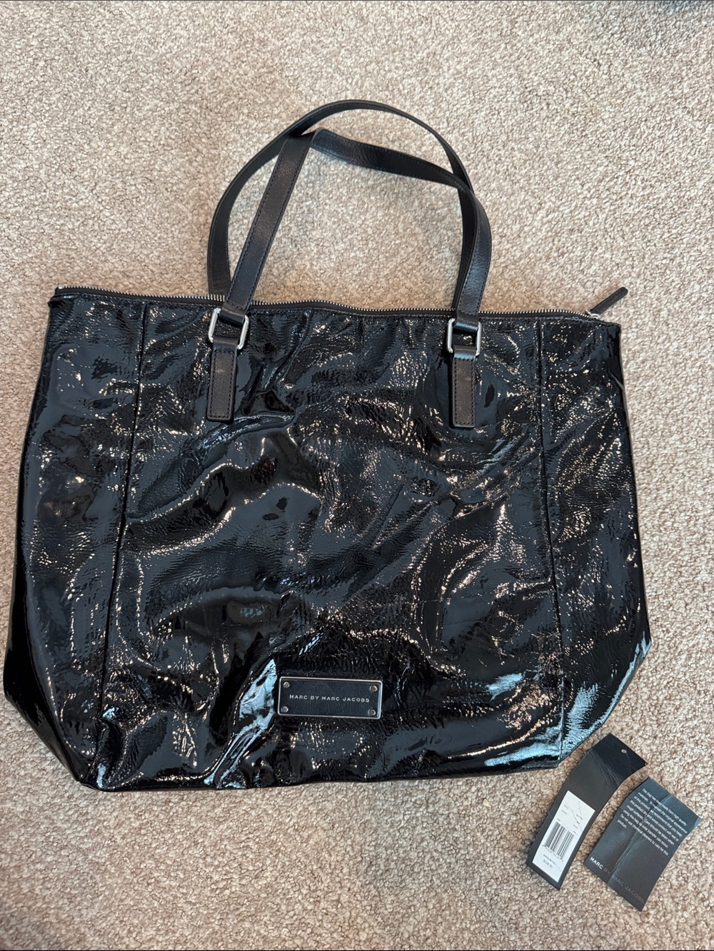 Marc by Marc Jacobs Black Patent Tote with Dual Handles - has flaw